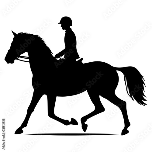 horse raider raiding horse vector silhouette, black color silhouette