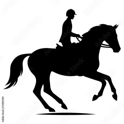 horse raider raiding horse vector silhouette, black color silhouette