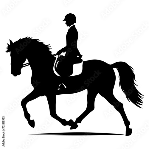 horse raider raiding horse vector silhouette, black color silhouette