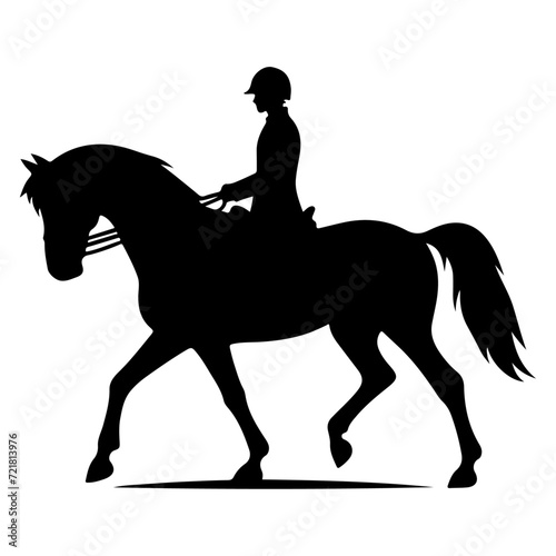 horse raider raiding horse vector silhouette, black color silhouette