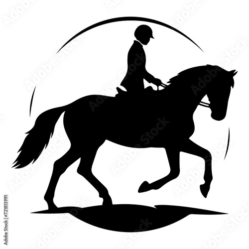 horse raider raiding horse vector silhouette, black color silhouette