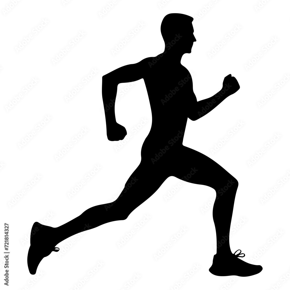 minimal Marathon front view run pose man vector silhouette, black color silhouette minimal Marathon front view run pose man vector silhouette, black color silhouette