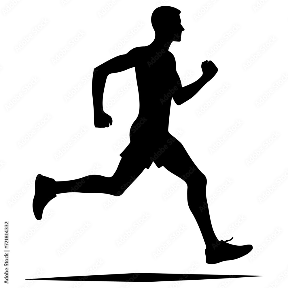 minimal Marathon front view run pose man vector silhouette, black color silhouette minimal Marathon front view run pose man vector silhouette, black color silhouette