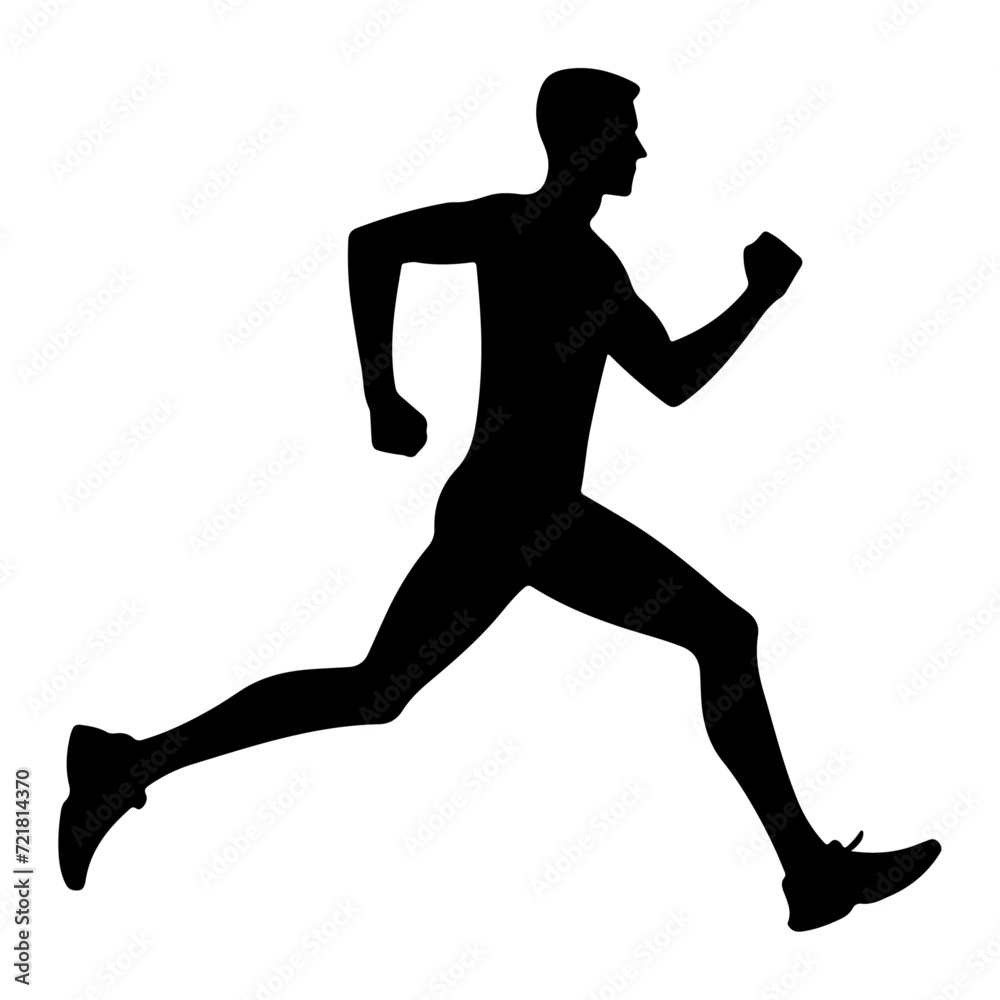 minimal Marathon front view run pose man vector silhouette, black color silhouette minimal Marathon front view run pose man vector silhouette, black color silhouette