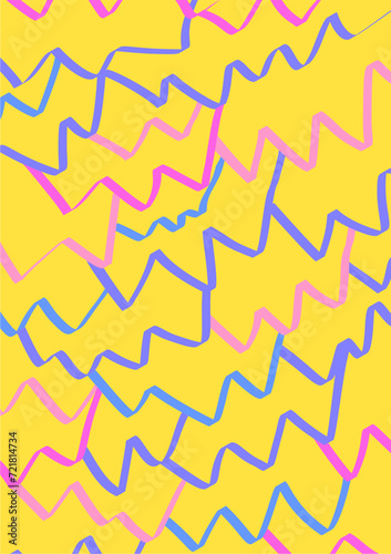 The background image is blue, pink, yellow, and black. Use alternating lines to create images. used in graphics