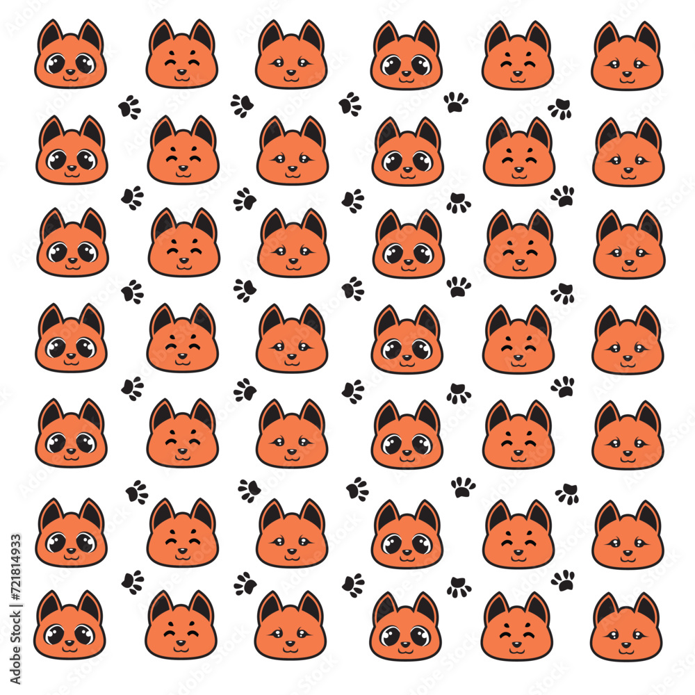 seamless cute dog and paw pattern seamless cute dog and paw pattern