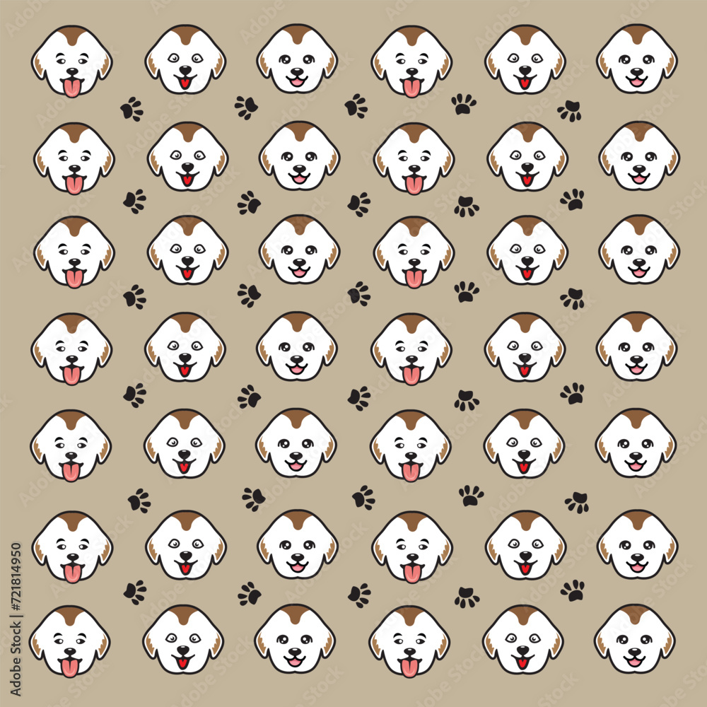 seamless cute dog and paw pattern seamless cute dog and paw pattern