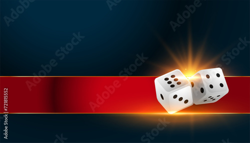 realistic casino poker dice banner with text space