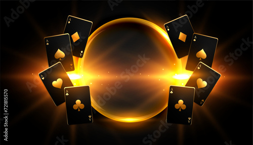 dark black poker ace card banner with shiny light effect