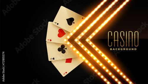 eye catching gambling ace card banner with glowing light bulb