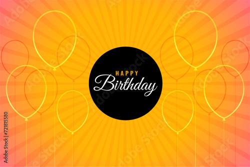 happy birthday greeting background with linear balloon design