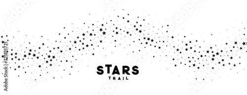 elegant scattered stars wavy trail path white background photo