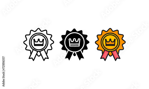 Three rosette awards with crowns, ideal for congratulatory designs, certificates, and acknowledgments in various presentations or events.