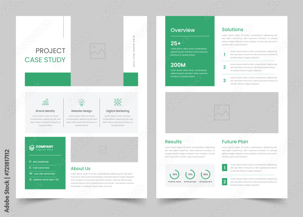 Business Case study flyer template, Case Study Booklet with creative layout, vector flyer