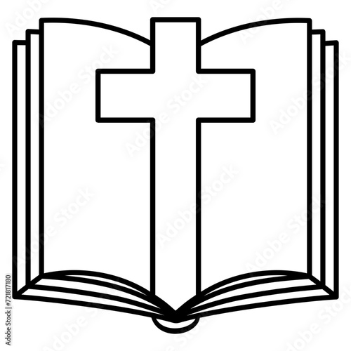 Open Bible with Cross