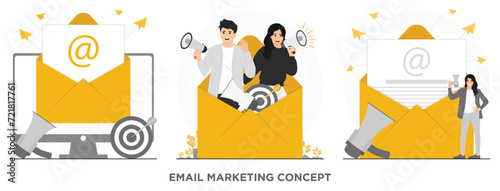 Flat vector email e-mail marketing concept background