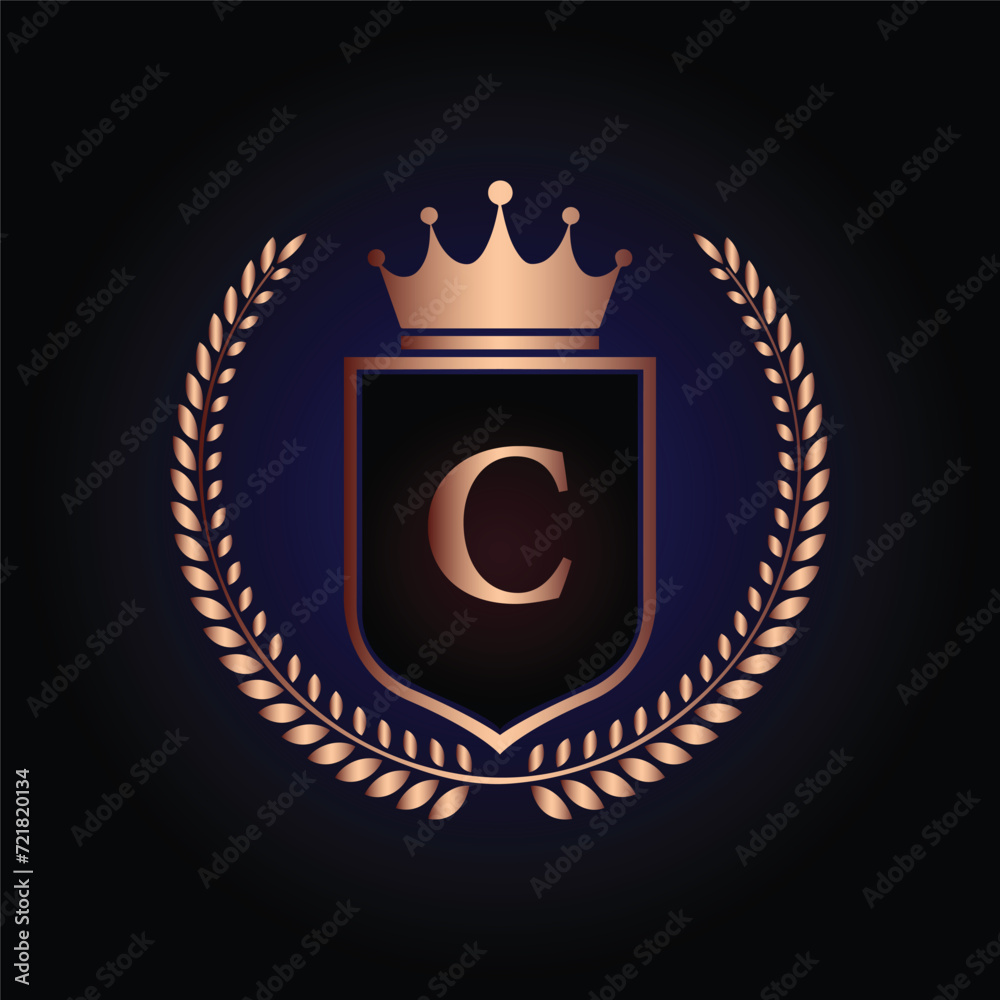 Rose gold luxury letter C