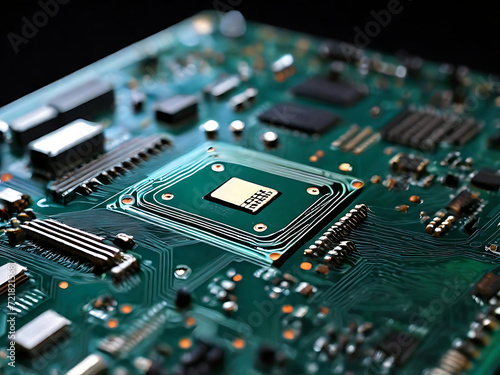 Computer chip circuit board motherboard the complexity of technology generated by artificial intelligence