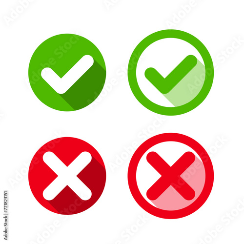 set of yes and no tick icon design