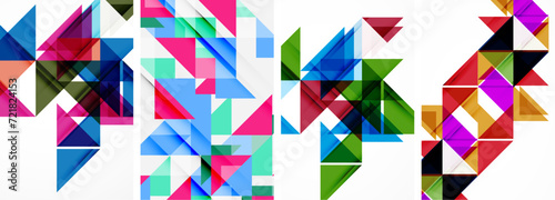 Triangle poster geometric background set