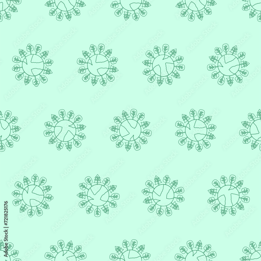 Environment line art seamless pattern. Suitable for backgrounds, wallpapers, fabrics, textiles, wrapping papers, printed materials, and many more. Editable vector.