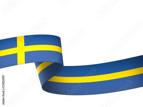 Sweden flag element design national independence day banner ribbon png
