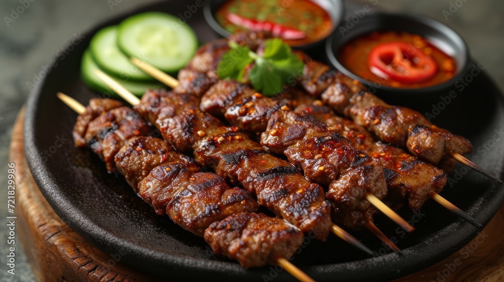 Image of Delicious Beef Satay from Indonesia Generative AI