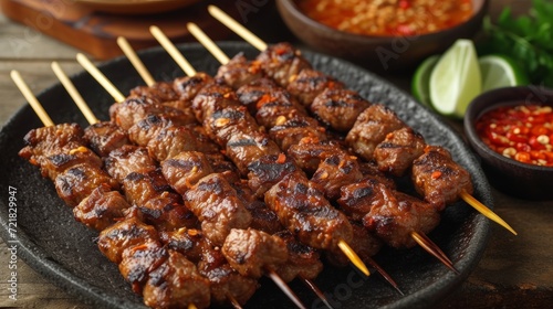 Image of Delicious Beef Satay from Indonesia Generative AI
