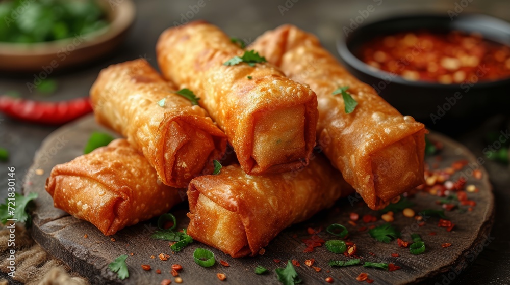 Delicious Beef Spring Rolls - Food photography Generative AI