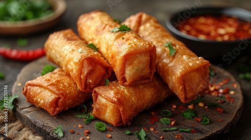 Delicious Beef Spring Rolls - Food photography Generative AI