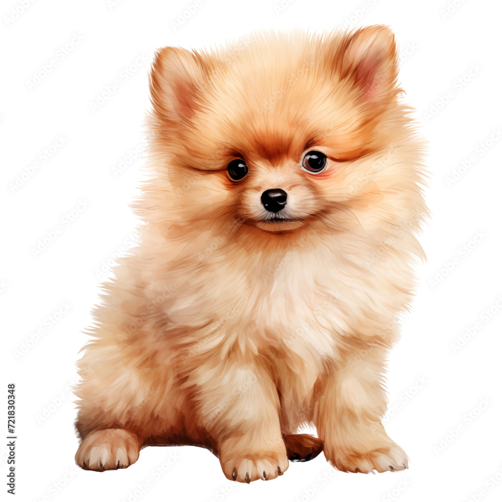 Obraz premium Cute Pomeranian Puppy Digital Painting