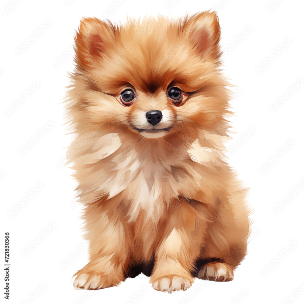 Obraz premium Soft-Furred Pomeranian Puppy Digital Art