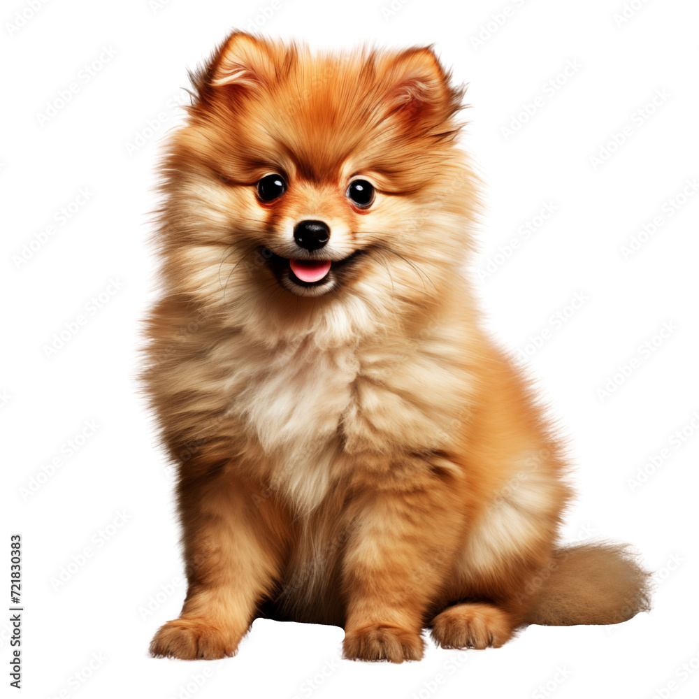 Obraz premium Cheerful Pomeranian Puppy Sitting Portrait