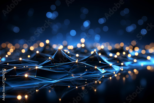A background for a data and intelligence website Linkedin. Dark blue background, Orange and purple neon. Abstract and repetitive patterns. Data.  on generative AI 