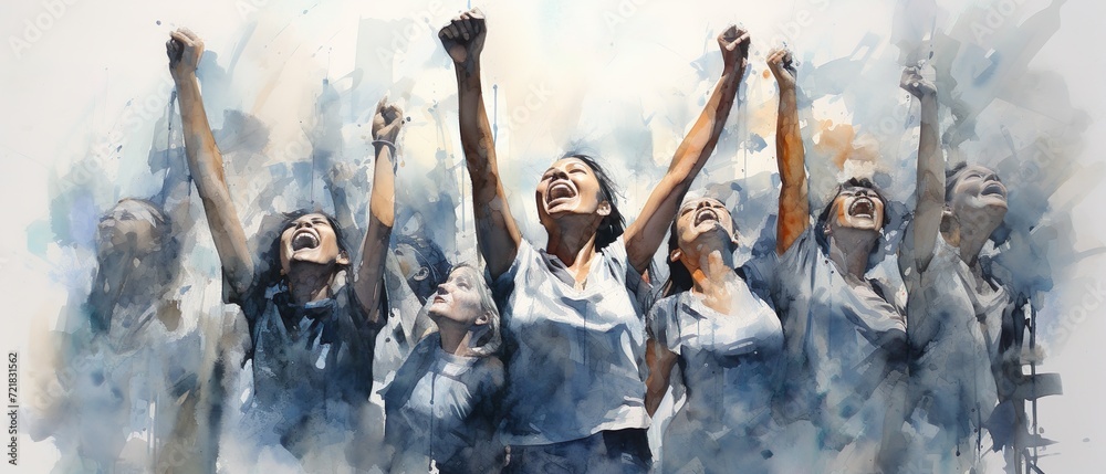 Female empowerment, many women fighting for their rights tired of the inequality suffered for years. Women protest background banner for International Women´s Day