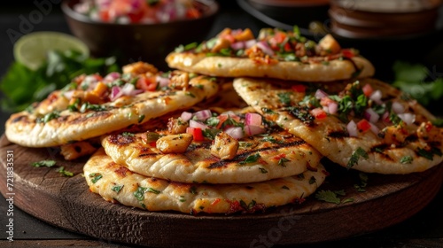 Delicious Chicken Pupusas from El Salvador - Food photography Generative AI photo
