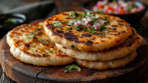 Delicious Chicken Pupusas from El Salvador - Food photography Generative AI