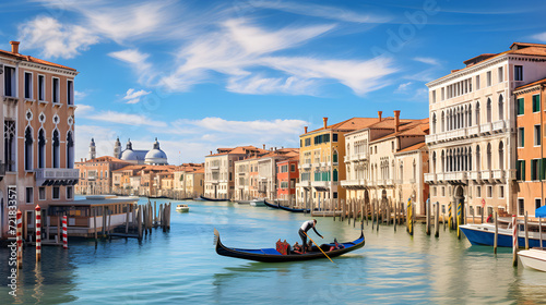 Leinwand Poster Scenic Beauty of Venice: A Glimpse into the City's Historic Canals and Colorful
