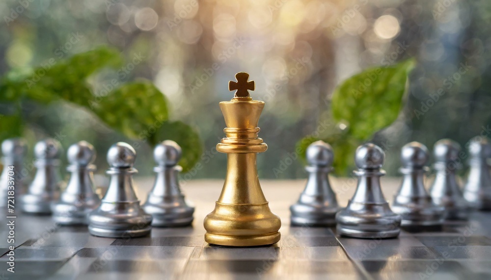 Bold Leadership Moves: Golden Chess Piece Outshining the Crowd