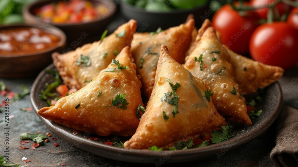 Image of Delicious Chicken Samosas for Food Blog Generative AI Image of Delicious Chicken Samosas for Food Blog Generative AI