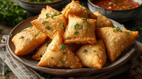 Image of Delicious Chicken Samosas for Food Blog Generative AI