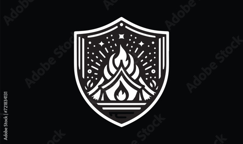 camp fire  tent badge  logo