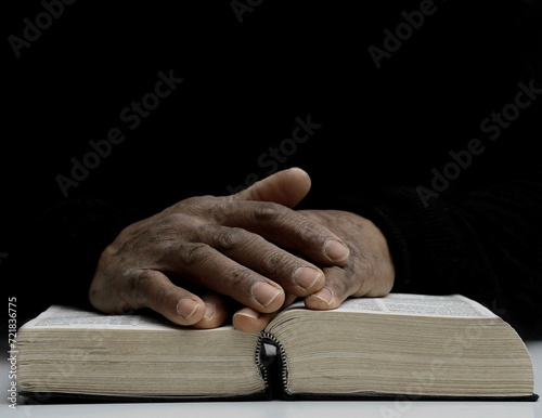  people praying to god with black background stock image stock photo