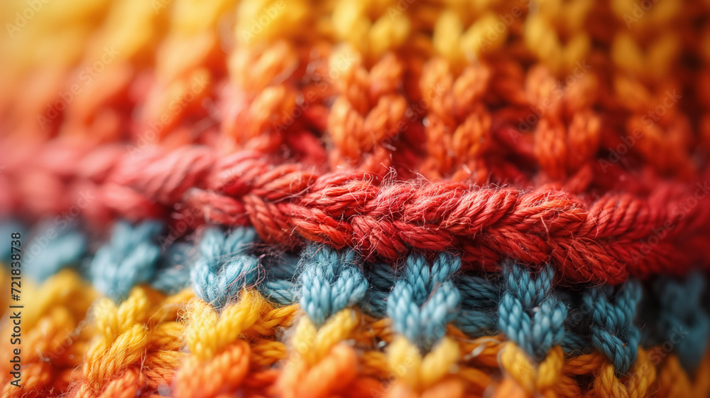 Fototapeta premium Close-up texture of multicolored knitted fabric.