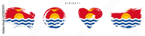 Kiribati hand drawn grunge style flag icon set. Free brush stroke flat vector illustration isolated on white
