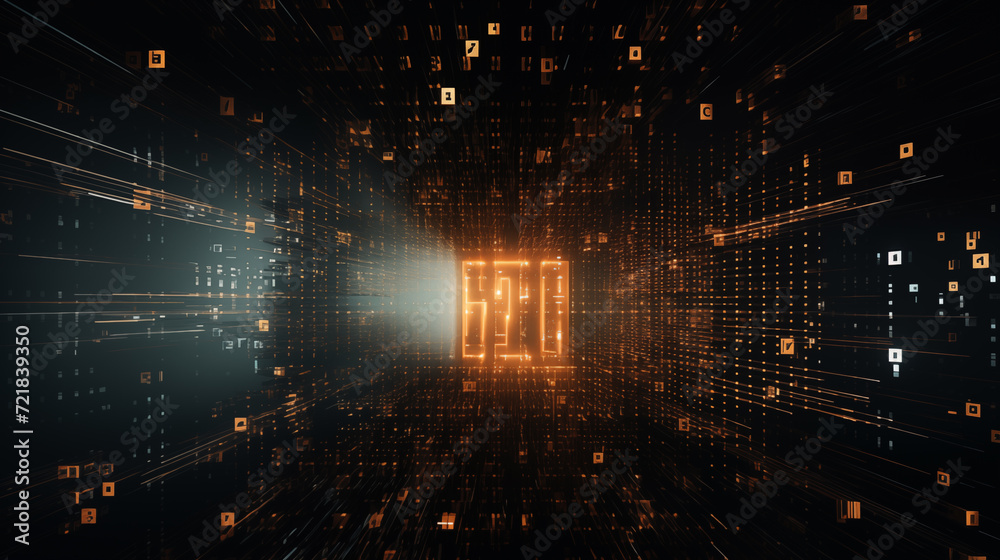 Fototapeta premium Binary code lock, security and privacy code for protection, digital technology abstraction. Abstract background of futuristic technology
