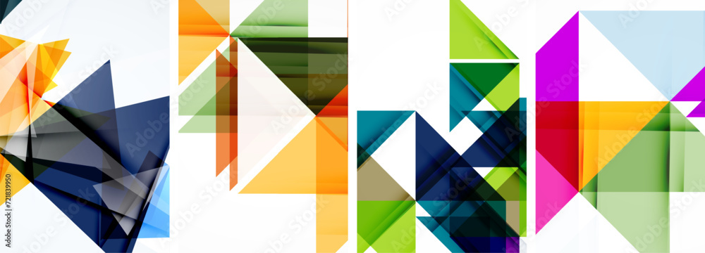 Triangle poster geometric background set Triangle poster geometric background set