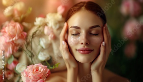 Beautiful girl doing facial spa massage