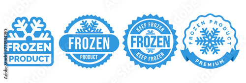 Frozen product vector food package label. Fresh frozen product, snowflake icon
