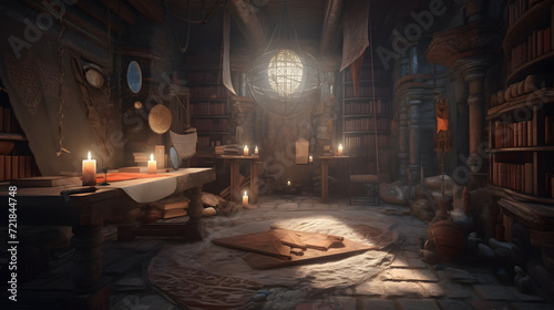  Mystic s Cove  An Ancient Study Illuminated by Candlelight  AI-Generative